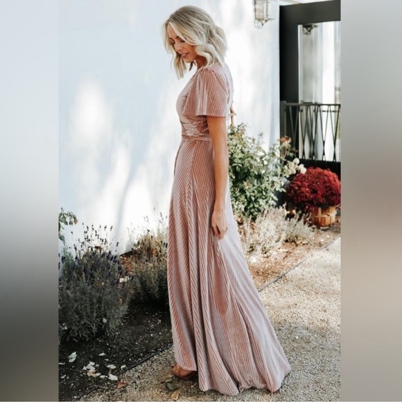 BALTIC BORN Women’s Andi Ribbed Velvet Wrap Dress Maxi Champagne Wedding XXL - Picture 6 of 17